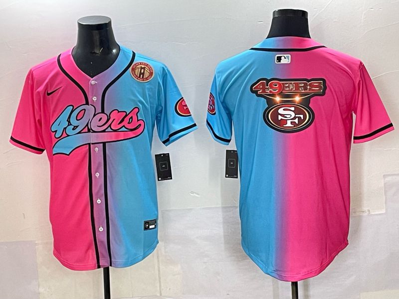 Men 2025 San Francisco 49ers Blank Blue pink Nike Limited NFL Jersey style 026